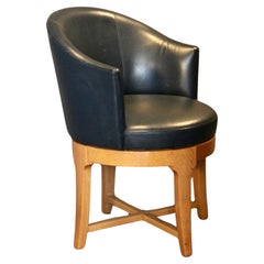 Christian Liaigre blue leather and wood desk chair