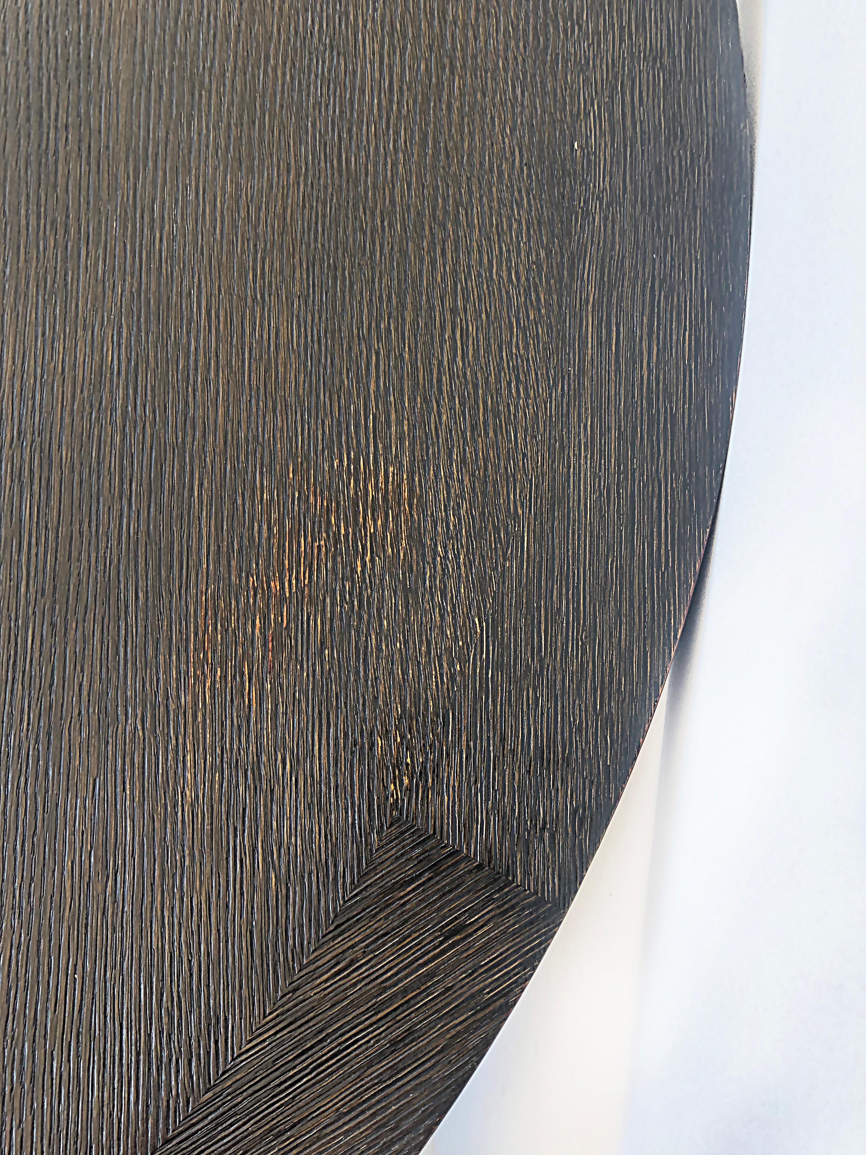 Christian Liaigre Casoar Cerused Oak Round Table, Ebonized Wire-brushed Finish 6