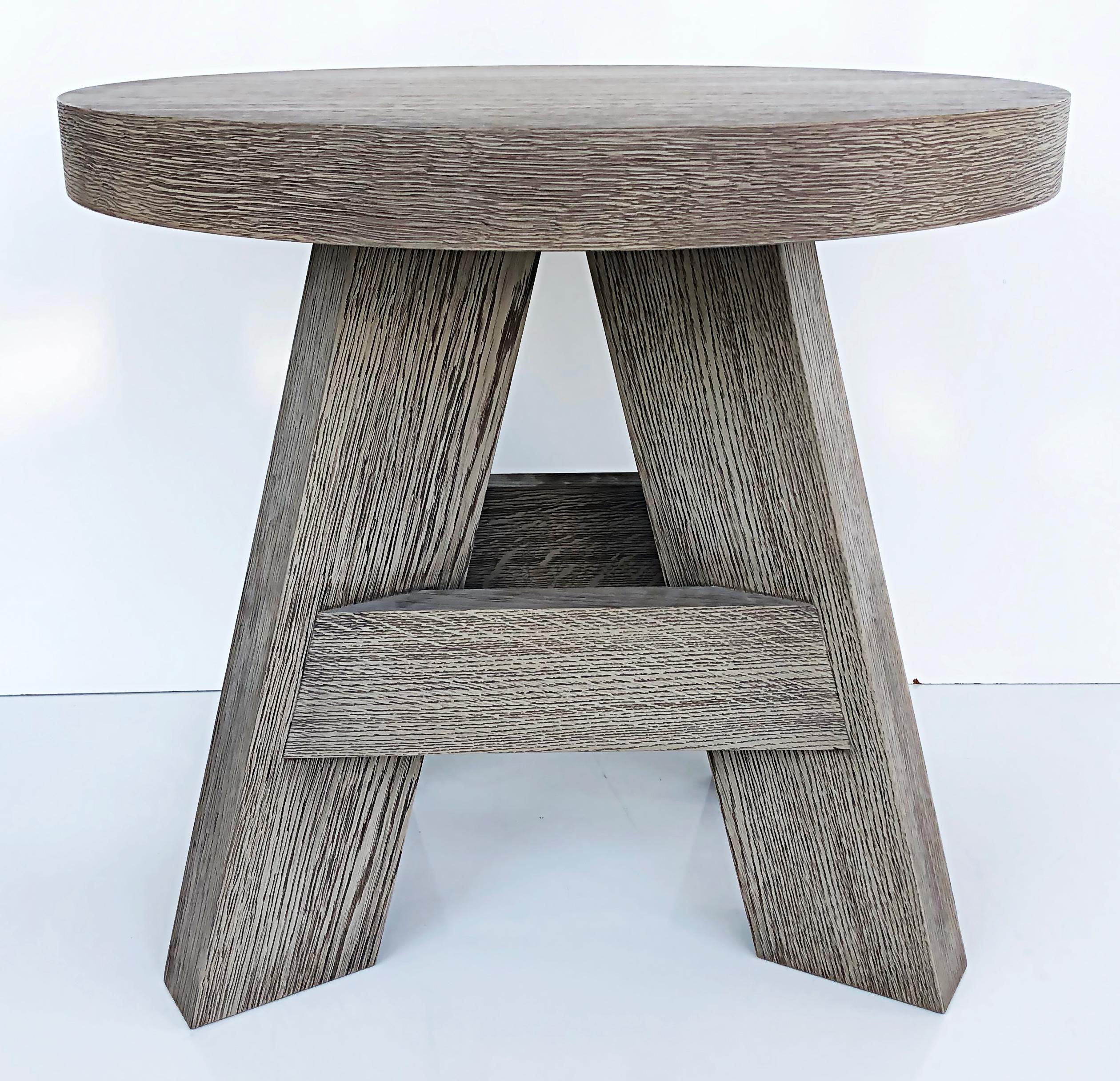 Modern Christian Liaigre Cerused Oak Side Table, “Luzin” Premium Brulle Finish