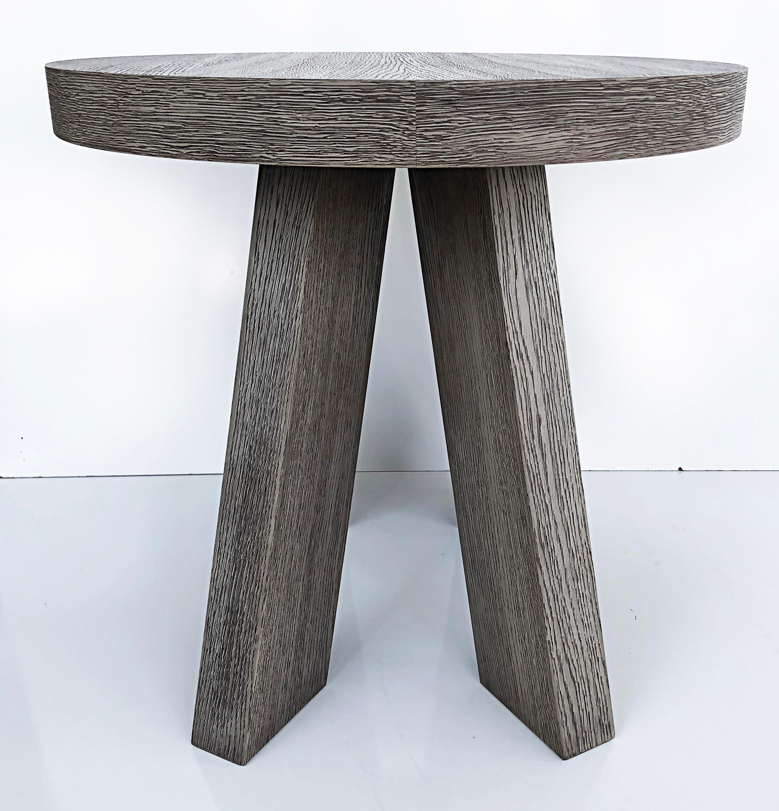 French Christian Liaigre Cerused Oak Side Table, “Luzin” Premium Brulle Finish