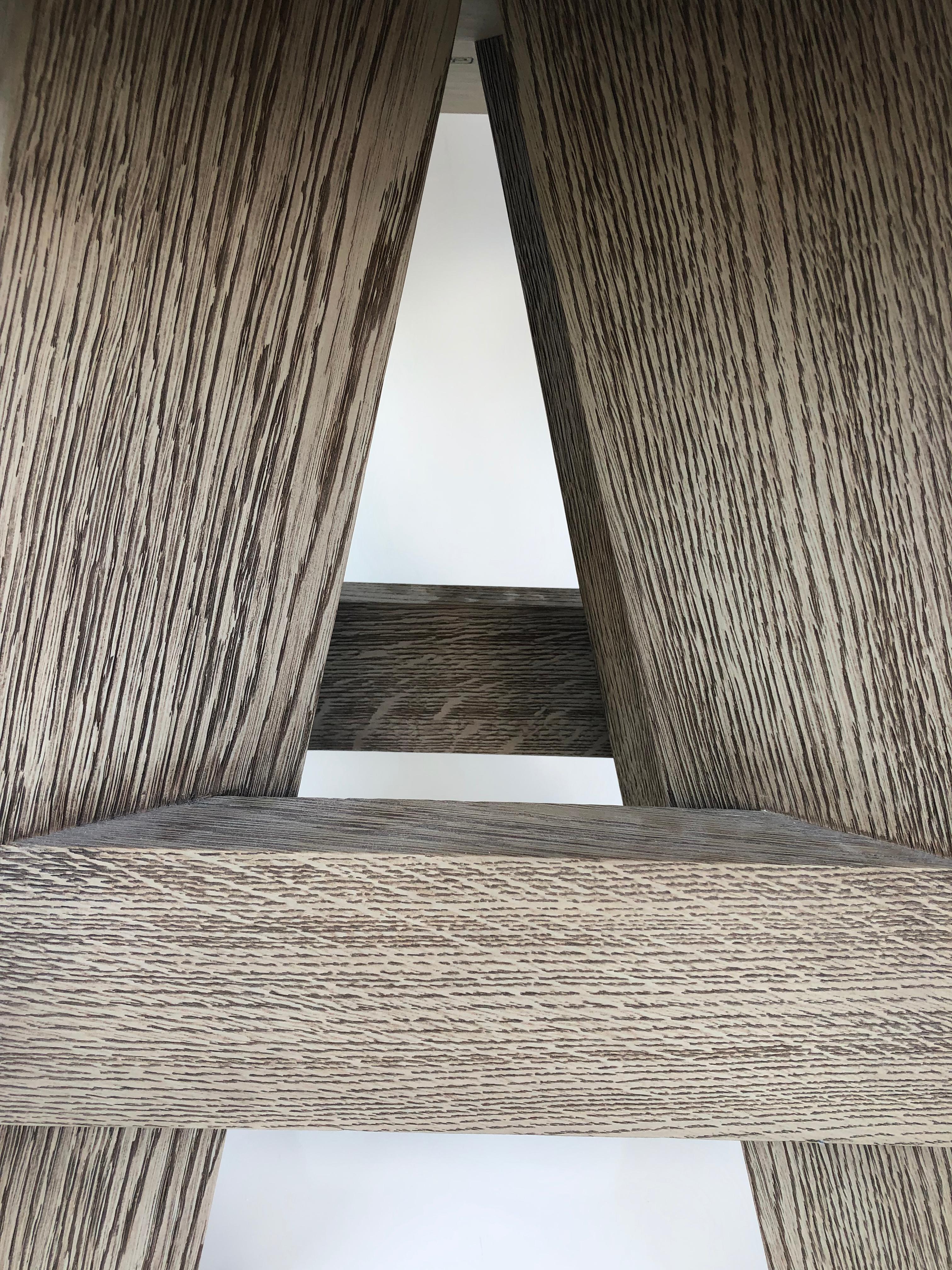 Contemporary Christian Liaigre Cerused Oak Side Table, “Luzin” Premium Brulle Finish
