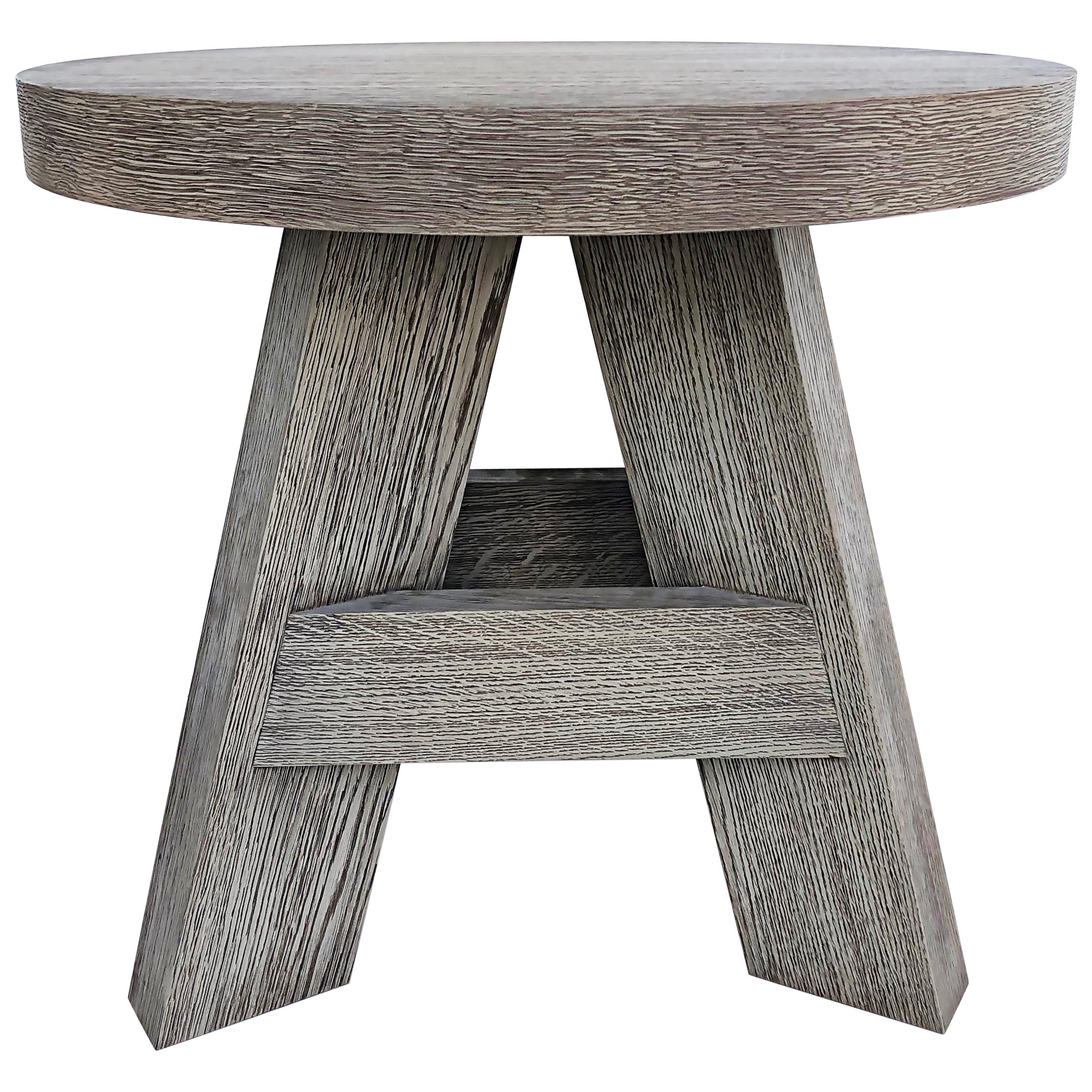 Christian Liaigre Cerused Oak Side Table, “Luzin” Premium Brulle Finish
