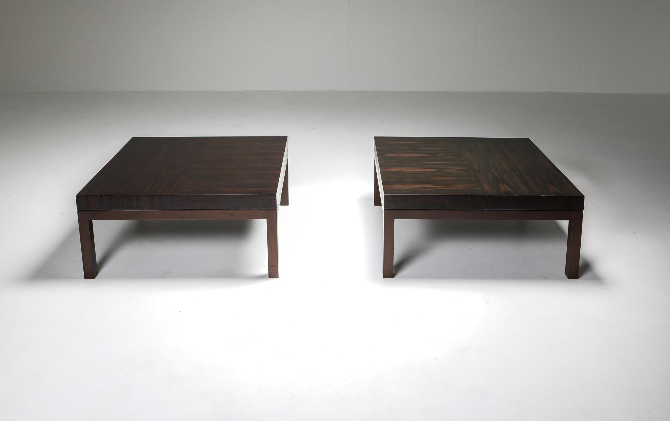 French Christian Liaigre Coffee Tables in Mahogany - 1990s For Sale