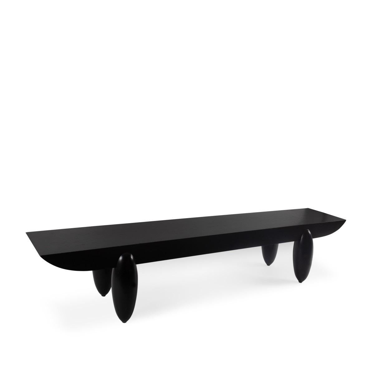 Minimalist Christian Liaigre Ebonized Wood Bench / Low Table