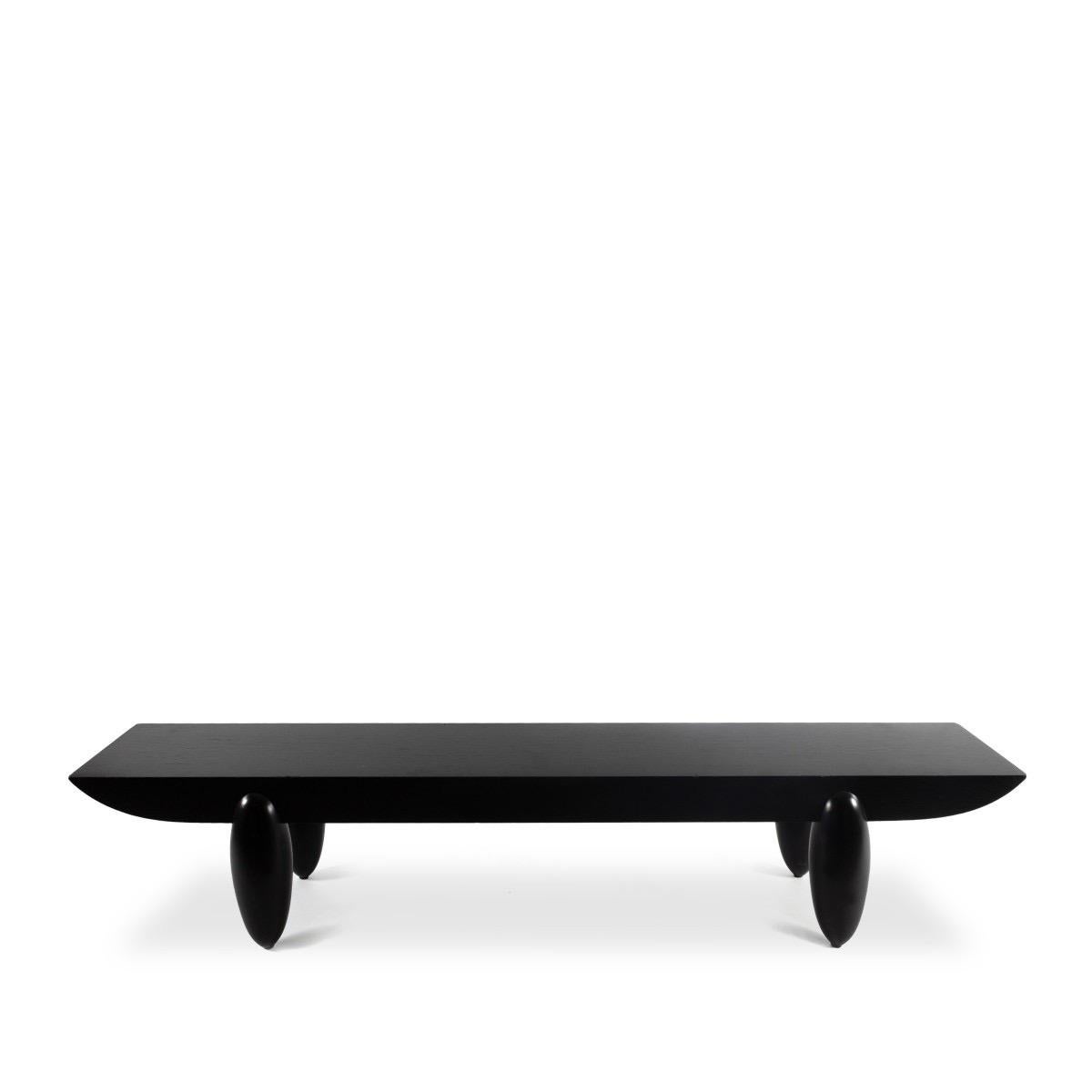 French Christian Liaigre Ebonized Wood Bench / Low Table