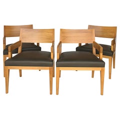 Christian Liaigre "Equus" Dining Chairs in Natural Oak Finish and Leather '4'