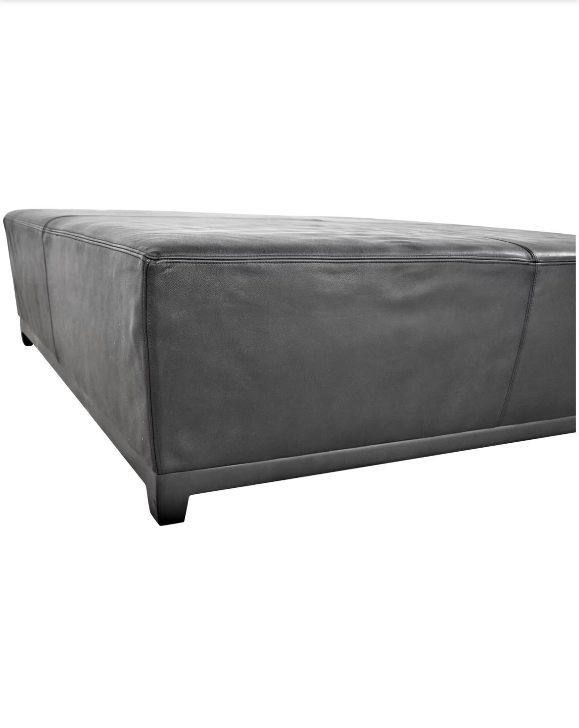 American Christian Liaigre for Holly Hunt Square Leather Ottoman For Sale