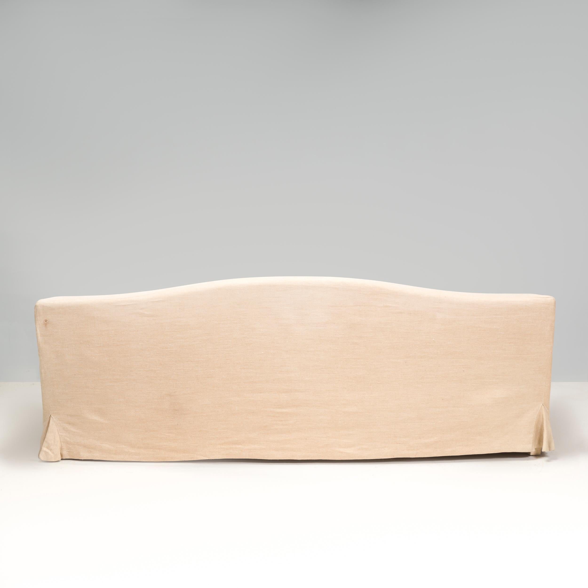 Christian Liaigre for Holly Hunt Basse Terra Beige Linen Slipcover Sofa In Distressed Condition For Sale In London, GB