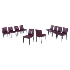 A set of ten Christian Liaigre for Holly Hunt leather dining chairs