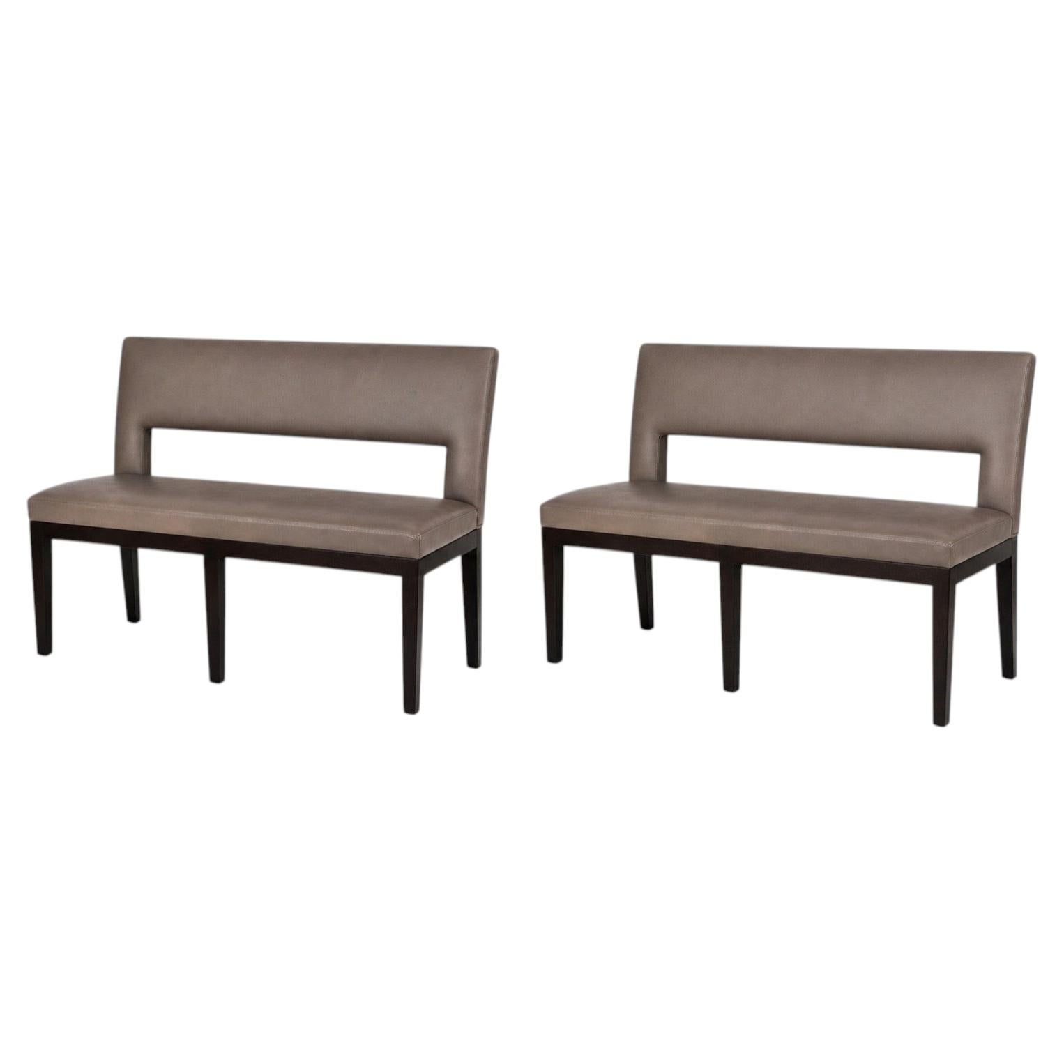 Christian Liaigre for Holly Hunt Leather Upholstered Bench, Pair Available