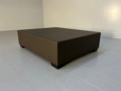 Christian Liaigre "Galet" Large Coffee Table Ottoman Footstool  In Brown Leather