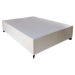 Christian Liaigre "Galet" Leather Upholstered Coffee Table w/Ebonized Metal Legs