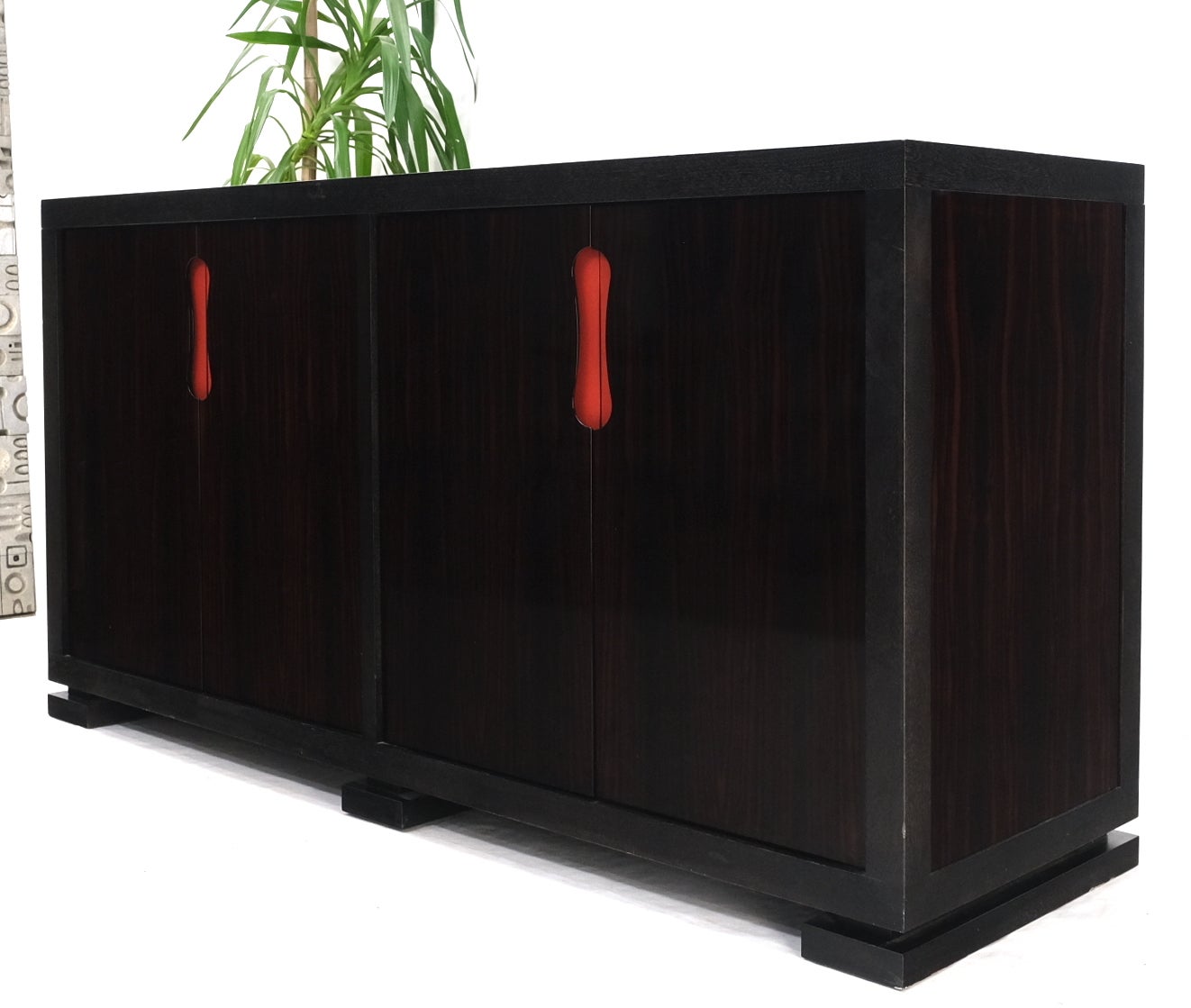 Mid-Century Modern Christian Liaigre Holly Hunt Rosewood Ebonized Trim 4 Door Compartment Credenza For Sale