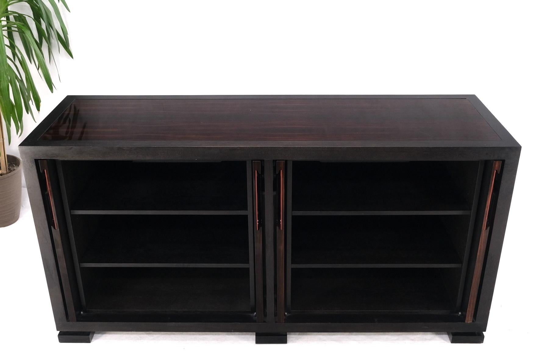 Acrylic Christian Liaigre Holly Hunt Rosewood Ebonized Trim 4 Door Compartment Credenza For Sale
