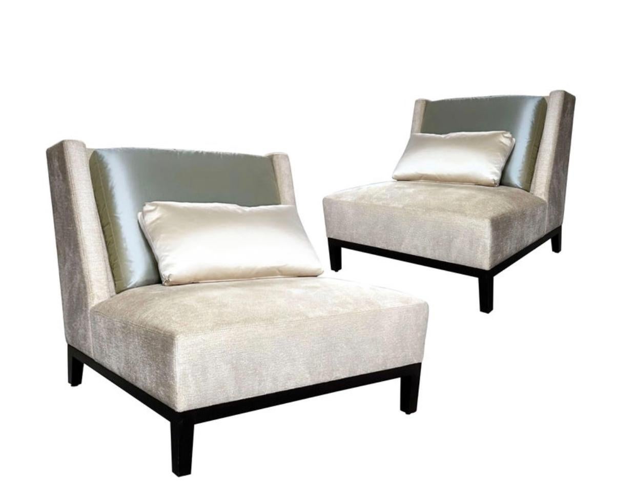 Christian Liaigre Sillón Latino Holly Hunt, Beige Crema Verde Seda 2015 en venta 5