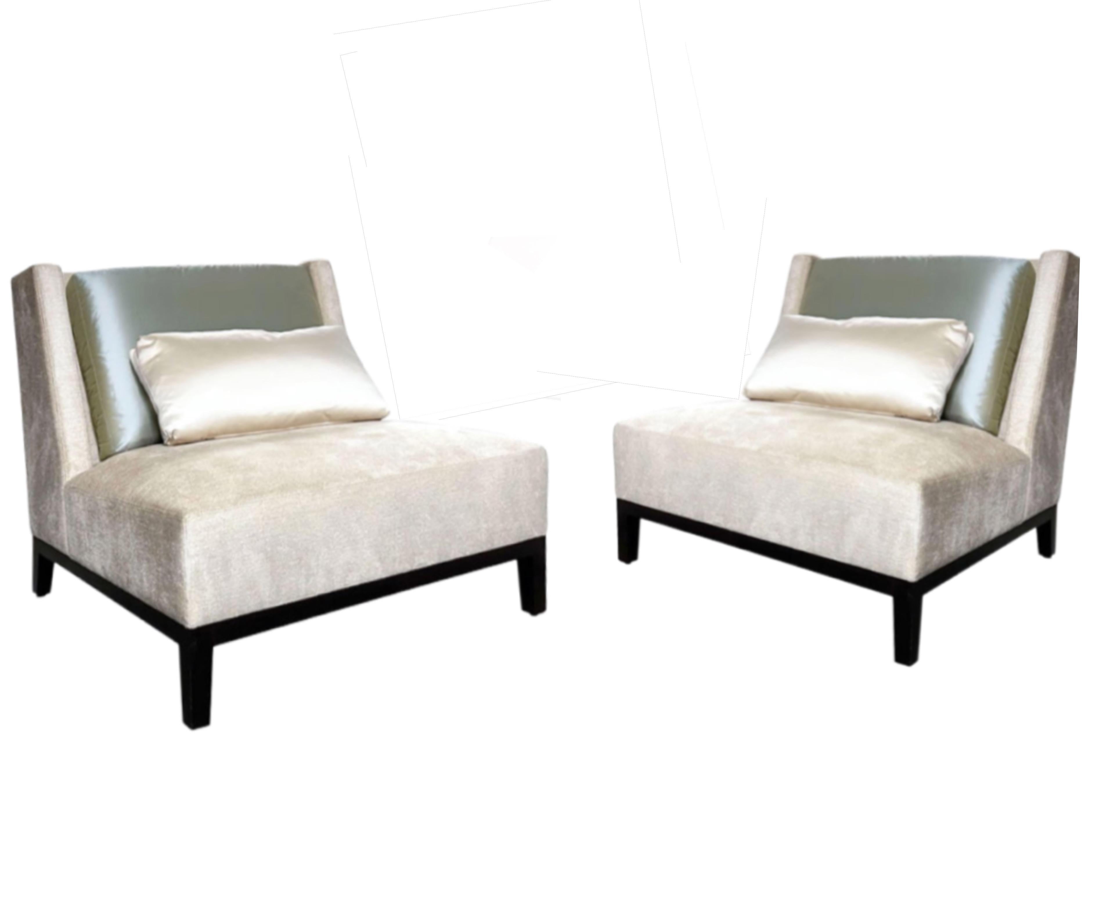 Christian Liaigre Sillón Latino Holly Hunt, Beige Crema Verde Seda 2015 Moderno orgánico en venta