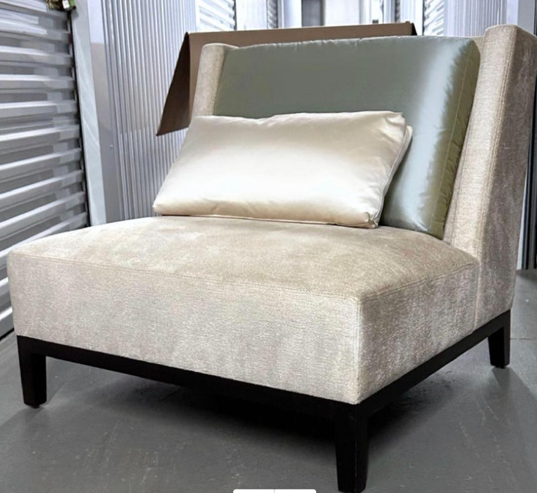 Christian Liaigre Sillón Latino Holly Hunt, Beige Crema Verde Seda 2015 en venta 1