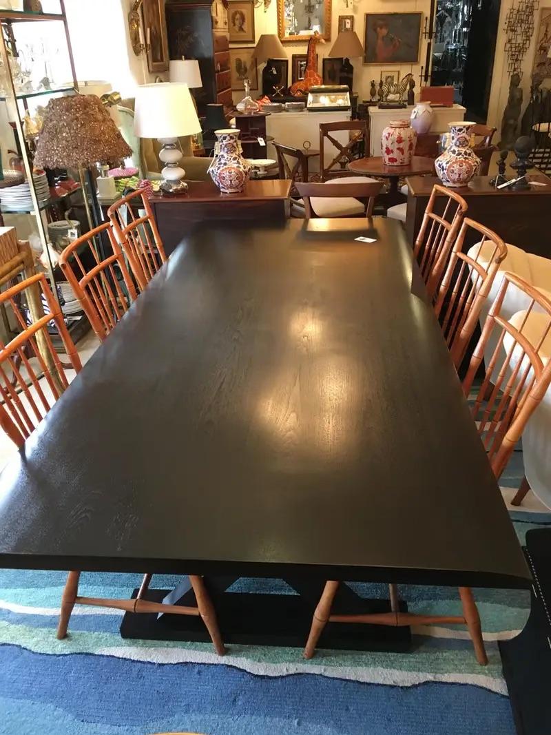 Christian Liaigre Modern Long Courrier Ebonized Oak Dining Table 7