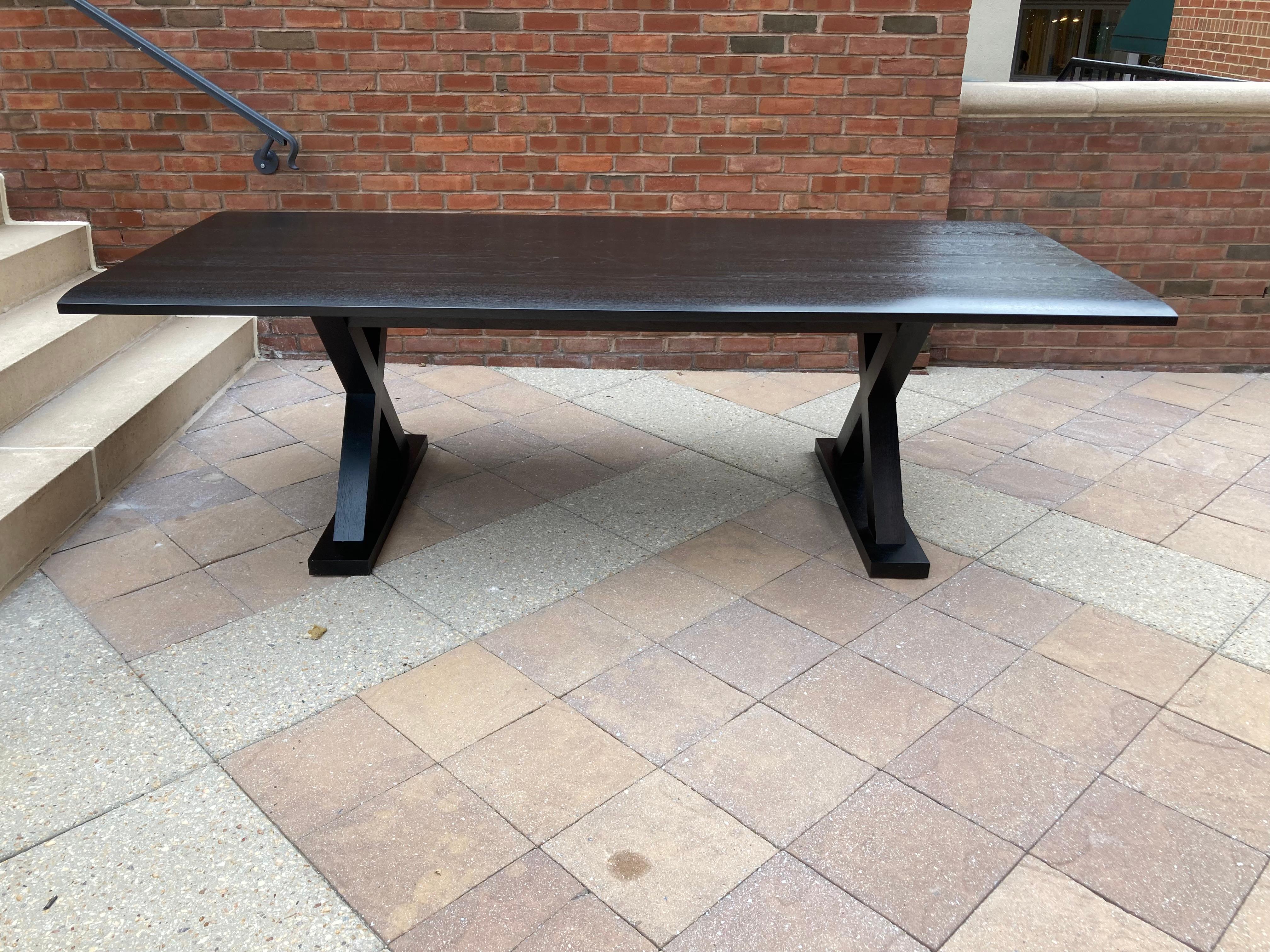 Christian Liaigre Modern Long Courrier Ebonized Oak Dining Table In Good Condition For Sale In Hopewell, NJ