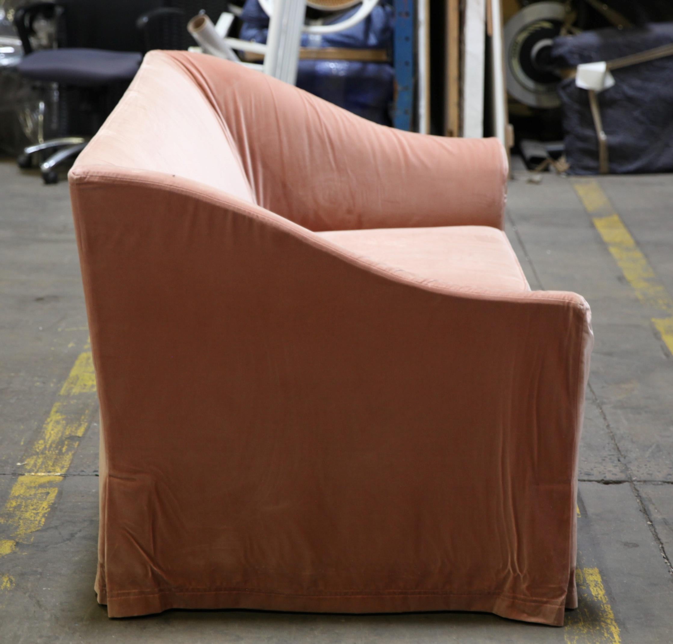 Christian Liaigre Modern Sofa in Pink Velvet 4