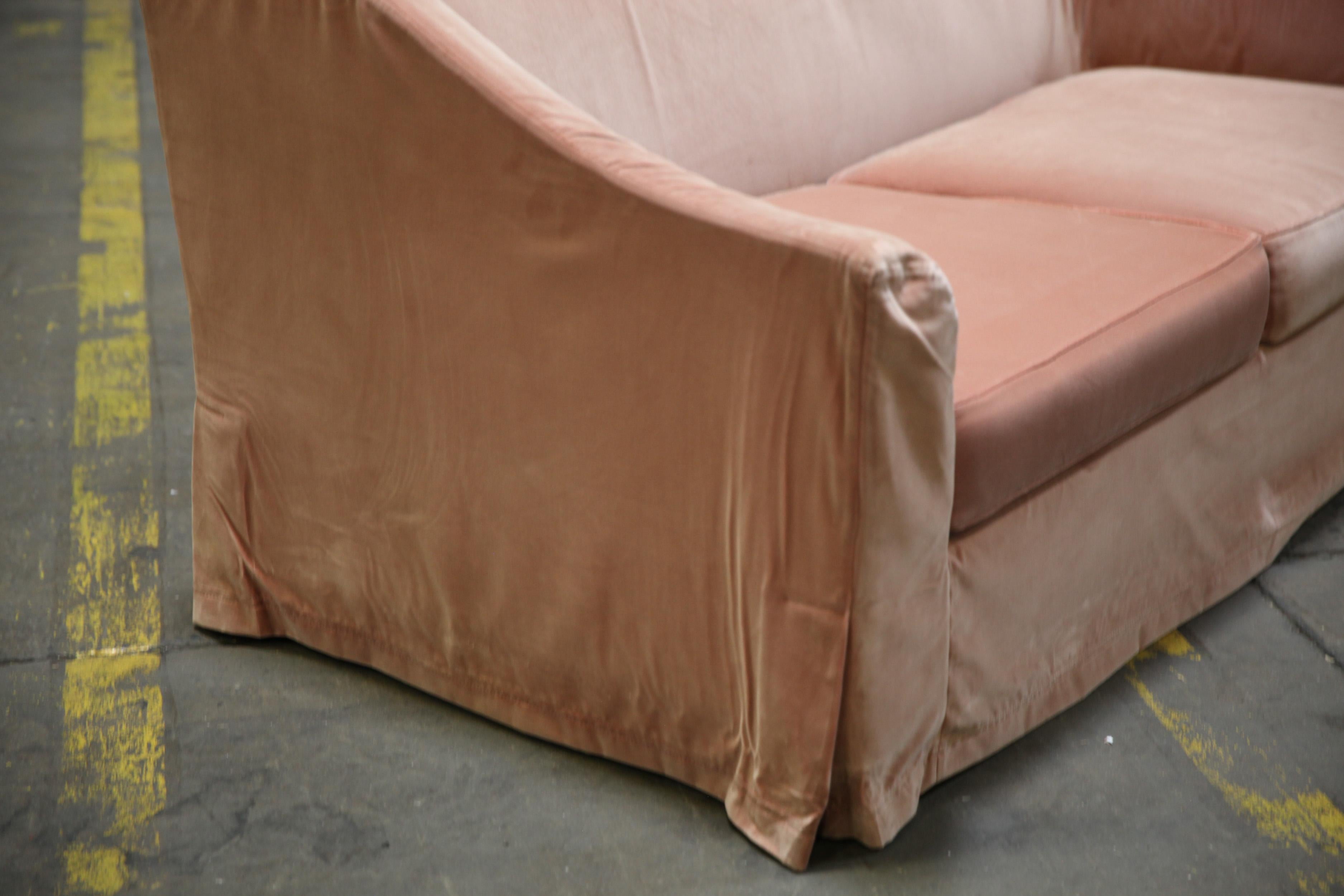 Christian Liaigre Modern Sofa in Pink Velvet 7