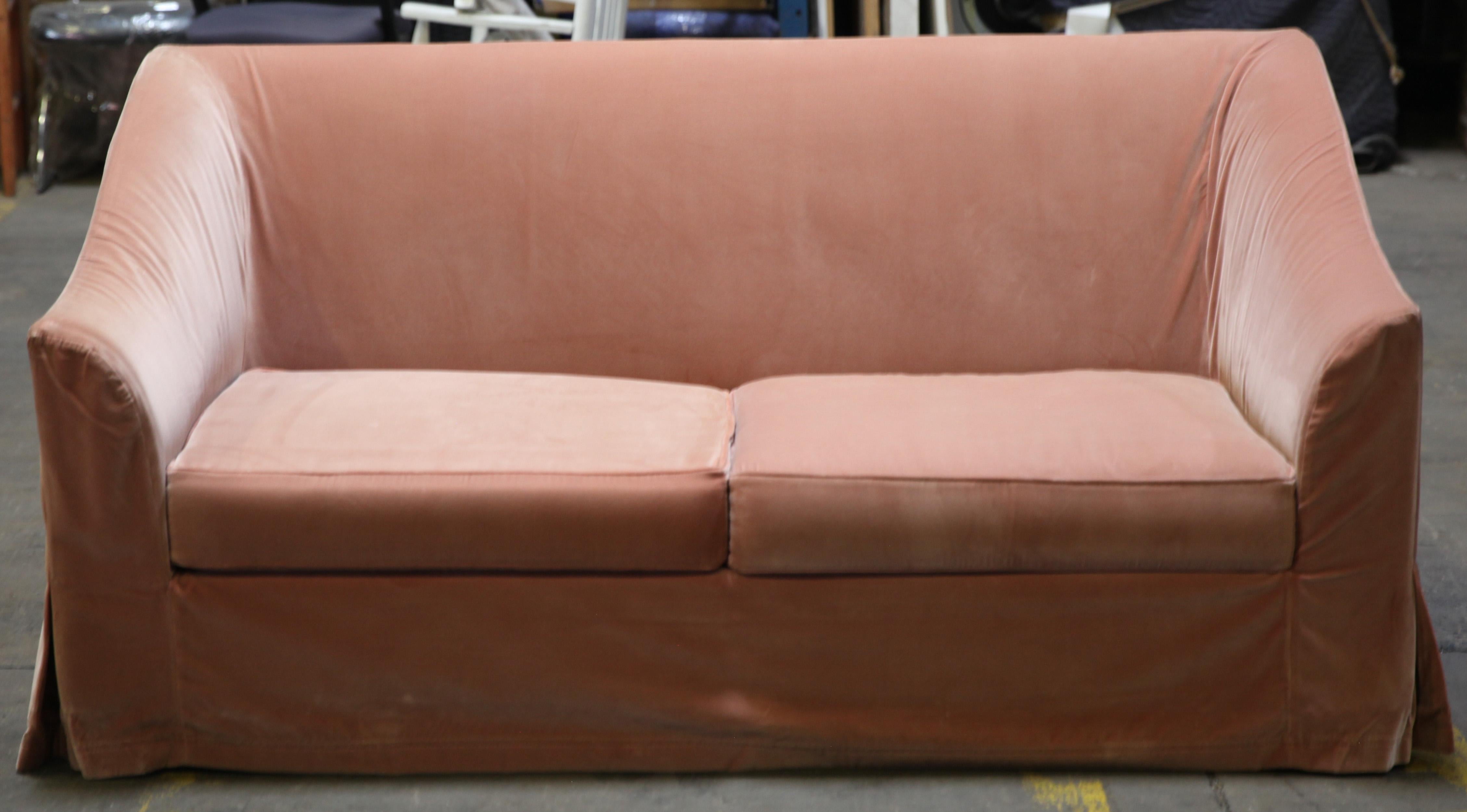 Christian Liaigre Modern Sofa in Pink Velvet 2