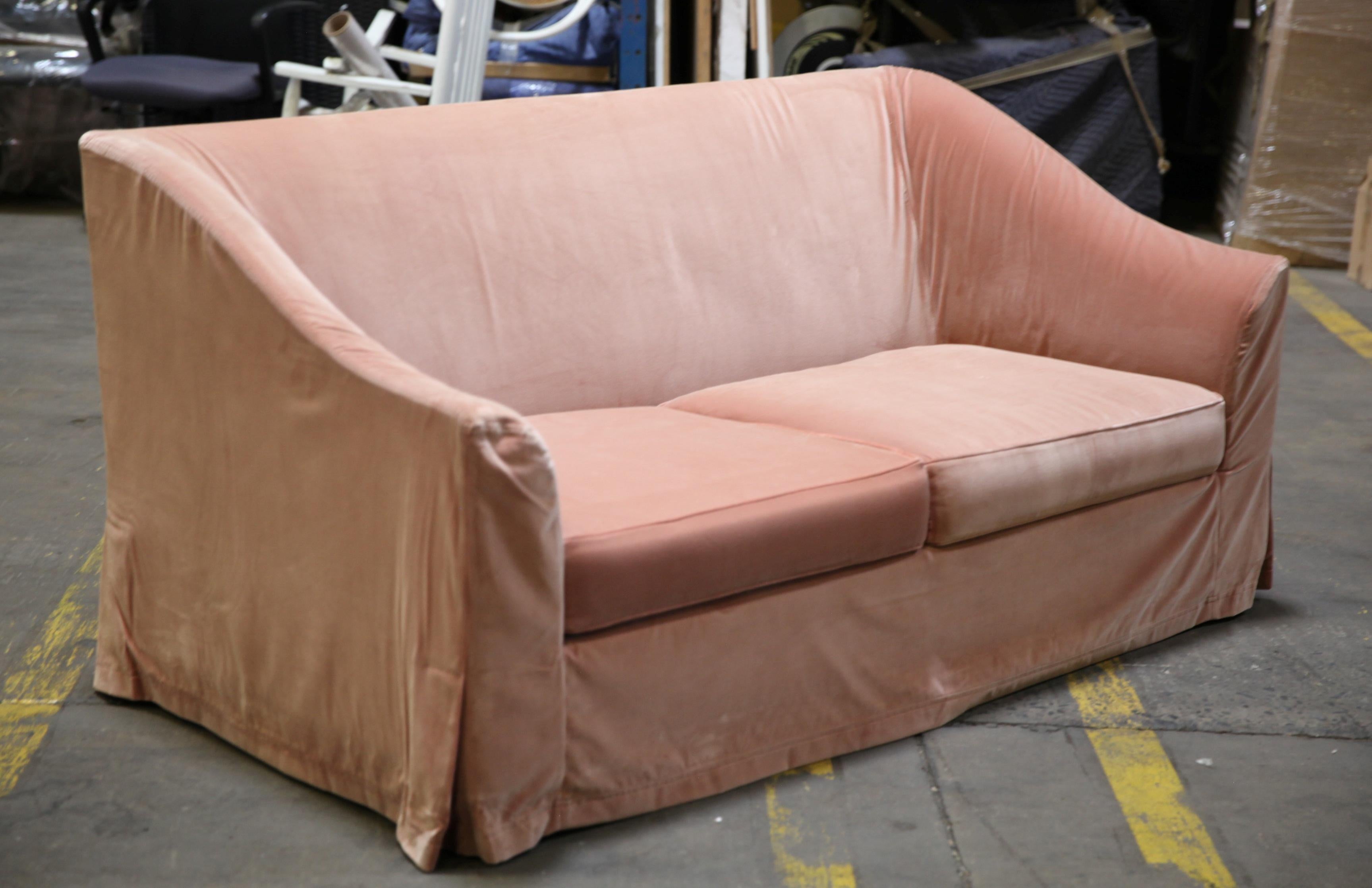 Christian Liaigre Modern Sofa in Pink Velvet 3