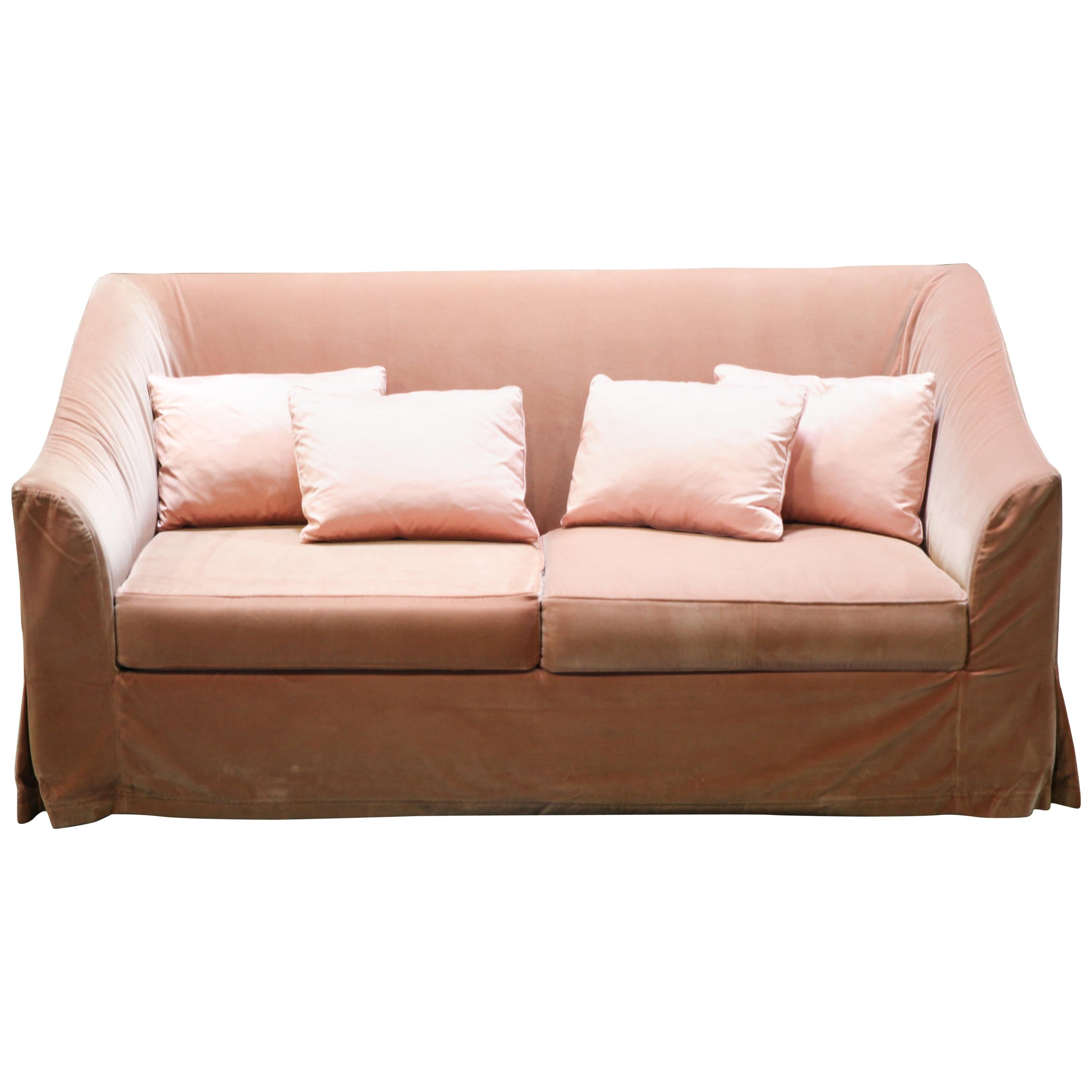 Christian Liaigre Modern Sofa in Pink Velvet