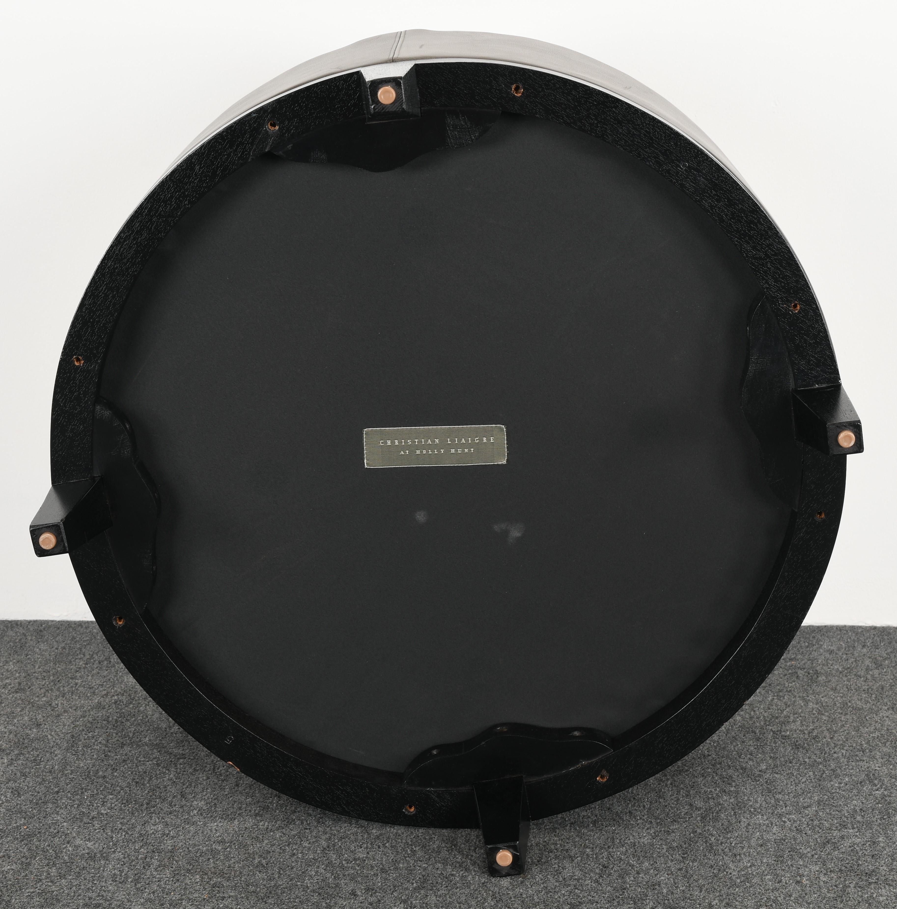 Leather Christian Liaigre Round Ottoman for Holly Hunt, 1990s