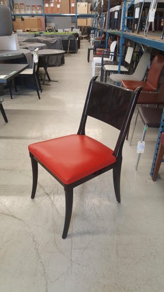 Christian Liaigre Spartane Chair in Walnut Macao w/ High Gloss Red Chili Leather