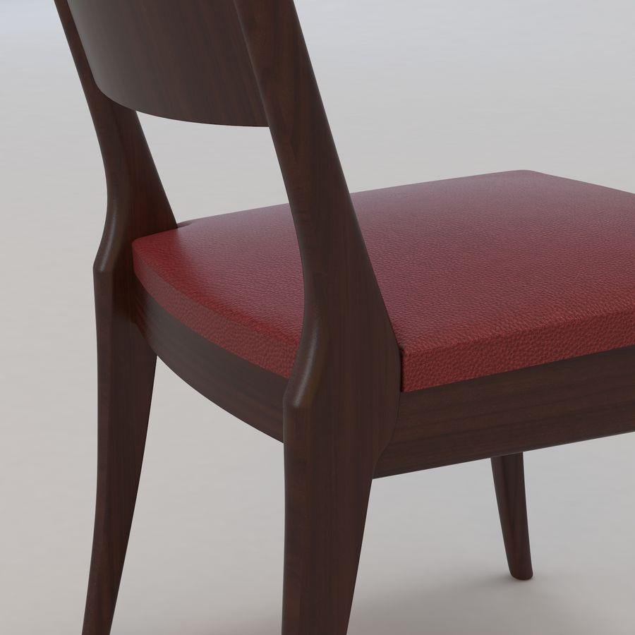 Français Christian Liaigre Chaise Spartane en noyer Macao avec cuir chili rouge brillant