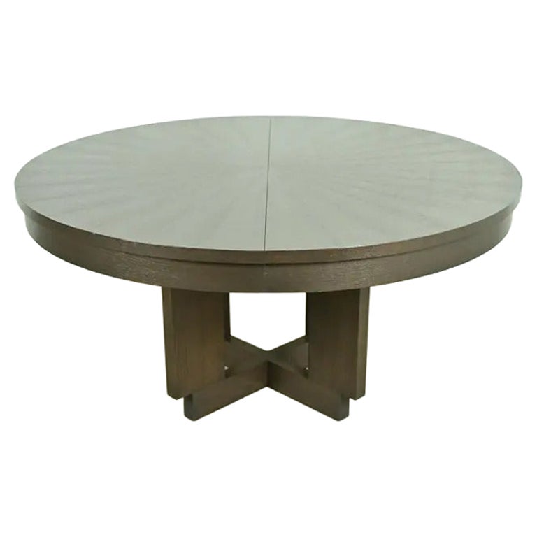 Christian Liaigre Style Modern Oak Pedestal Extension Dining Table