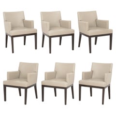 Christian Liaigre Style Taupe Upholstery Dining Chairs, 6