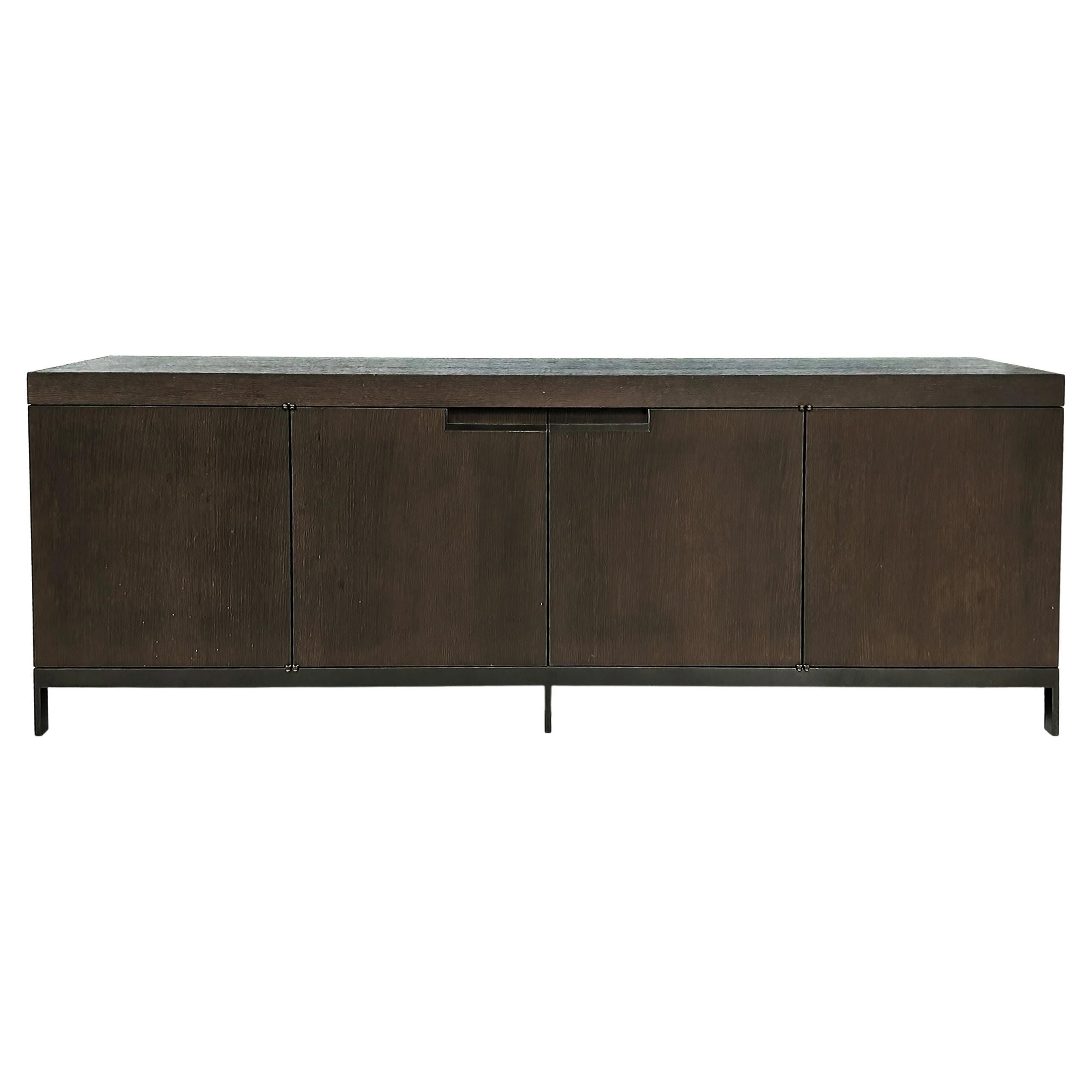 Christian Liaigre Tangris Credenza Cabinet, Sandblasted Oak and Metal