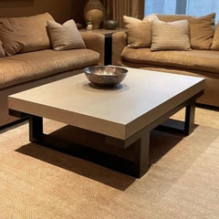 Christian Liaigre Grauer Tüll-Leder-Couchtisch L.N.A., Holly Hunt Frankreich 2005