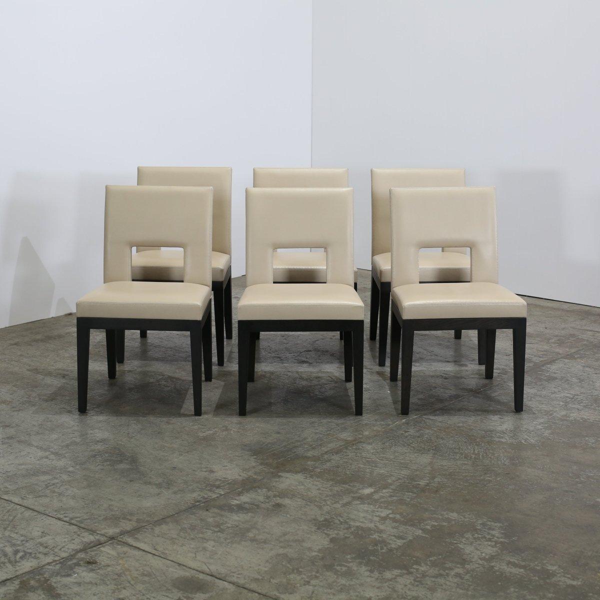20ième siècle Christian Liaigre Chaises de salle à manger en velin, lot de six en vente