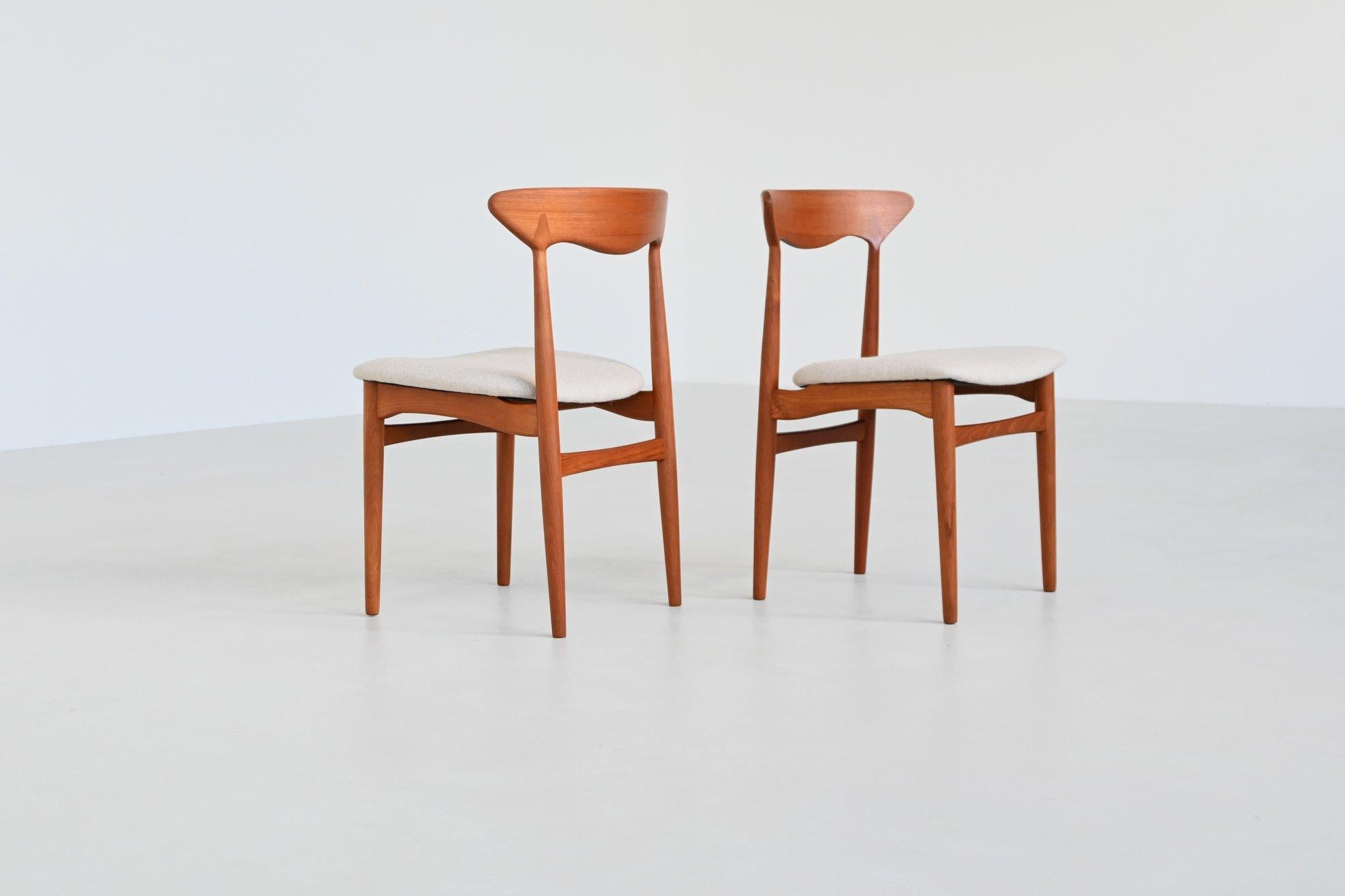 Christian Linneberg set de six chaises de salle à manger en teck Danemark 1960 en vente 5