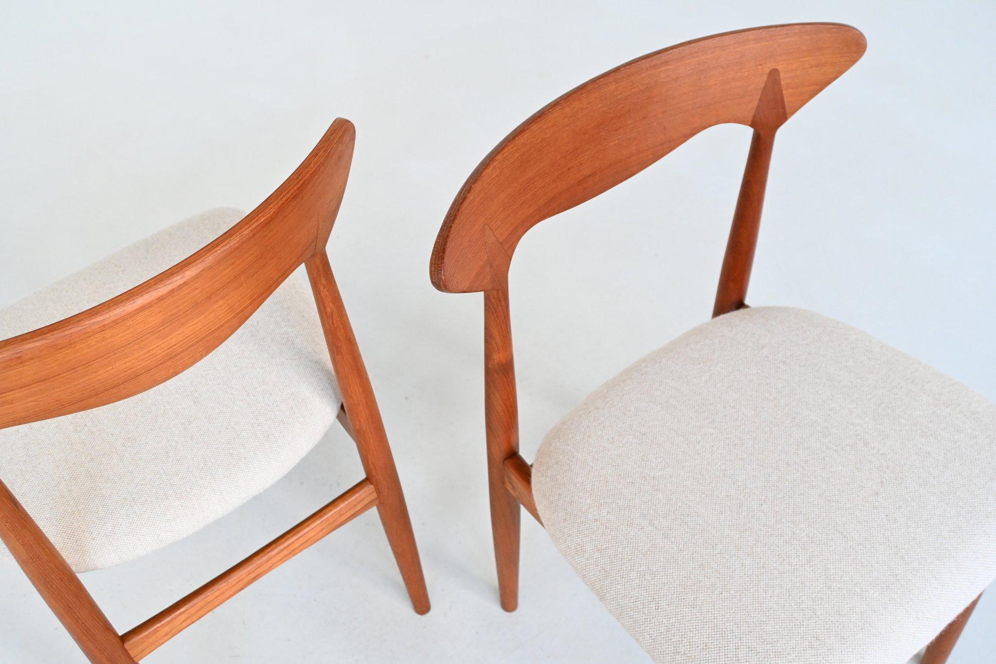 Christian Linneberg set de six chaises de salle à manger en teck Danemark 1960 en vente 6