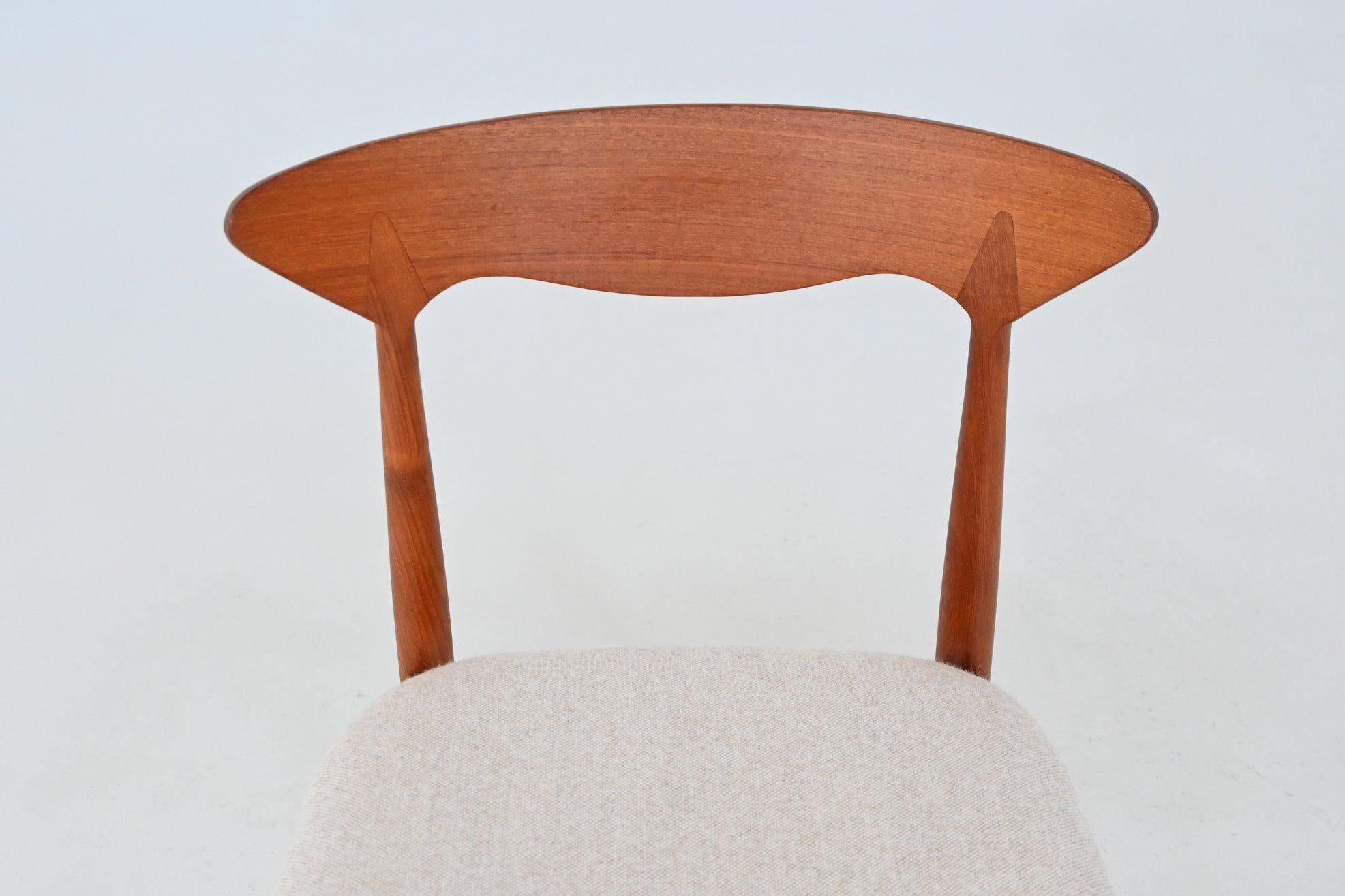 Christian Linneberg set de six chaises de salle à manger en teck Danemark 1960 en vente 7