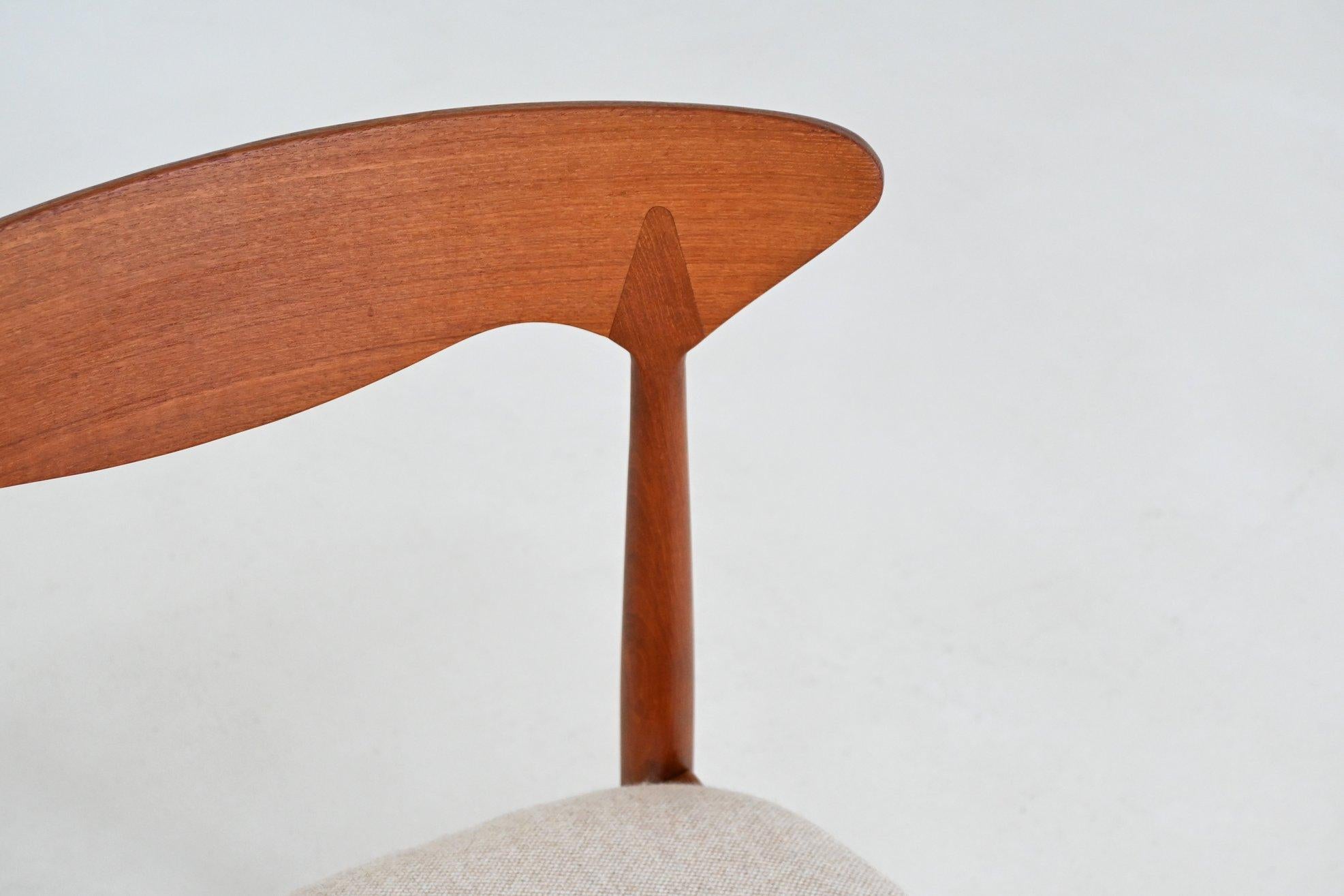 Christian Linneberg set de six chaises de salle à manger en teck Danemark 1960 en vente 8