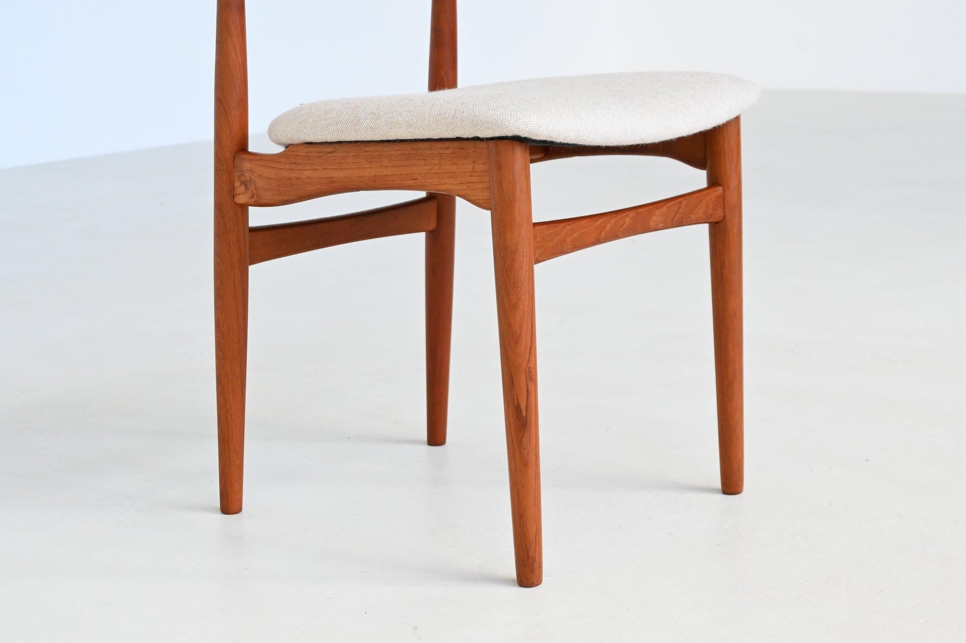 Christian Linneberg set de six chaises de salle à manger en teck Danemark 1960 en vente 9