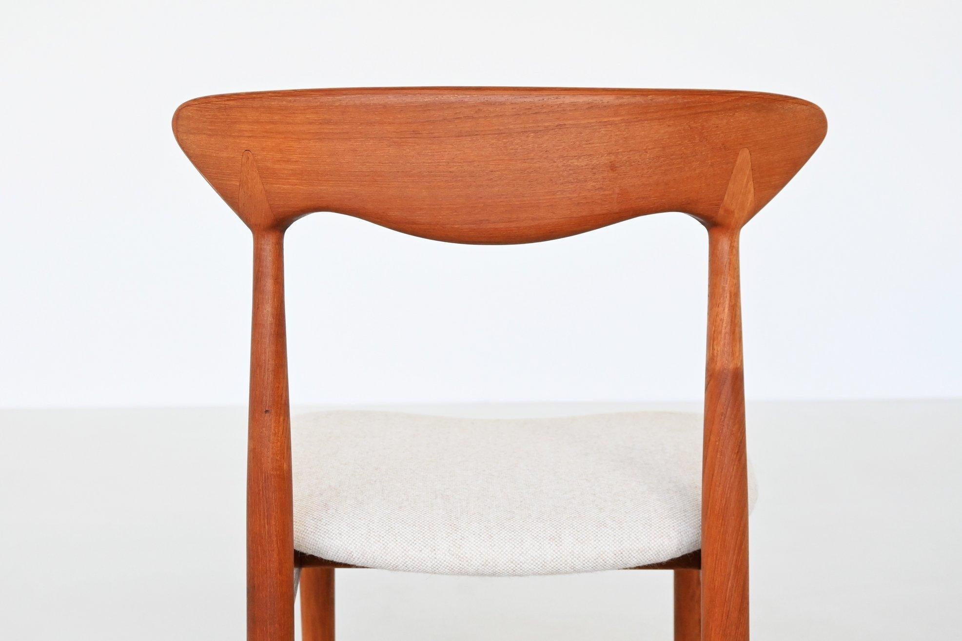 Christian Linneberg set de six chaises de salle à manger en teck Danemark 1960 en vente 10