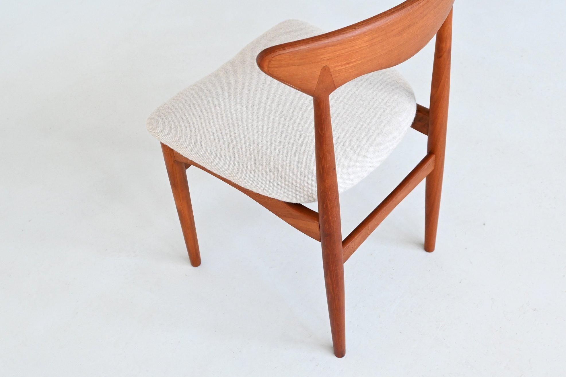 Christian Linneberg set de six chaises de salle à manger en teck Danemark 1960 en vente 11