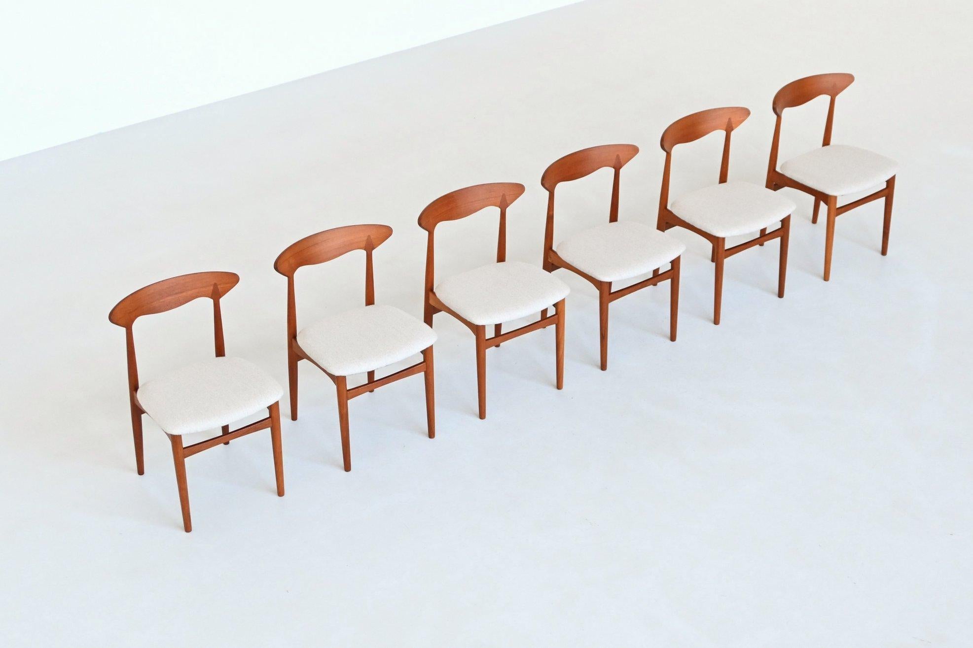 Christian Linneberg set de six chaises de salle à manger en teck Danemark 1960 en vente 2