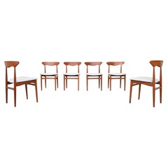 Christian Linneberg set di sei sedie da pranzo in teak Danimarca 1960