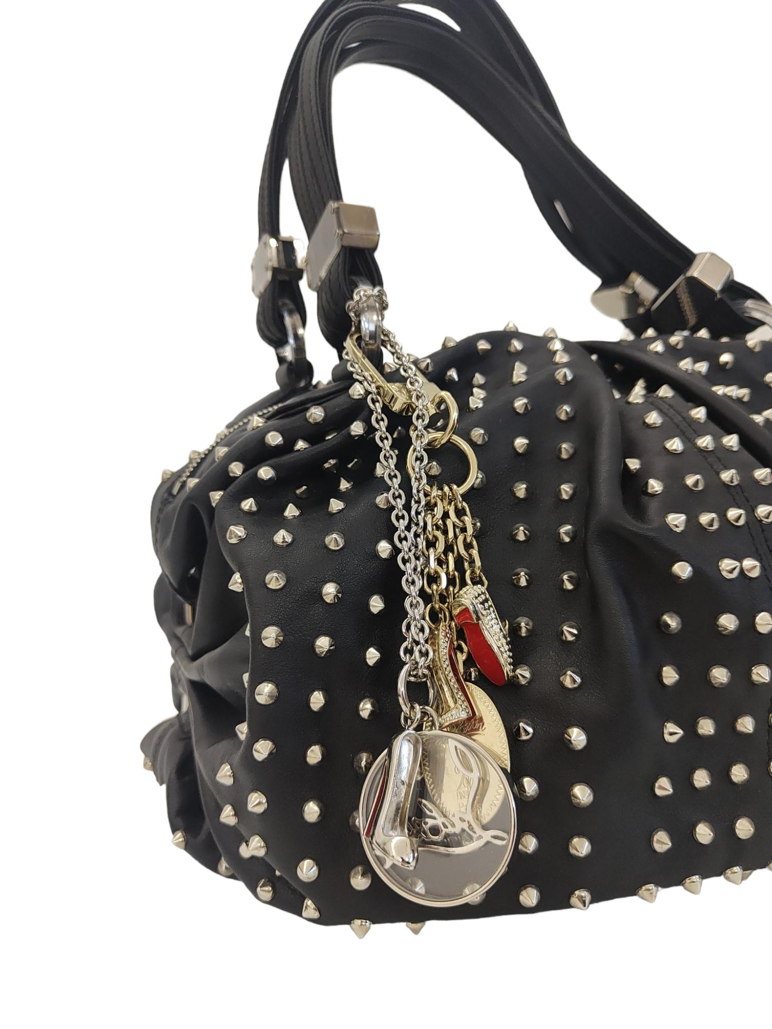 Christian Loboutin black leather silver studs handbag
measurements_ 36*20 cm