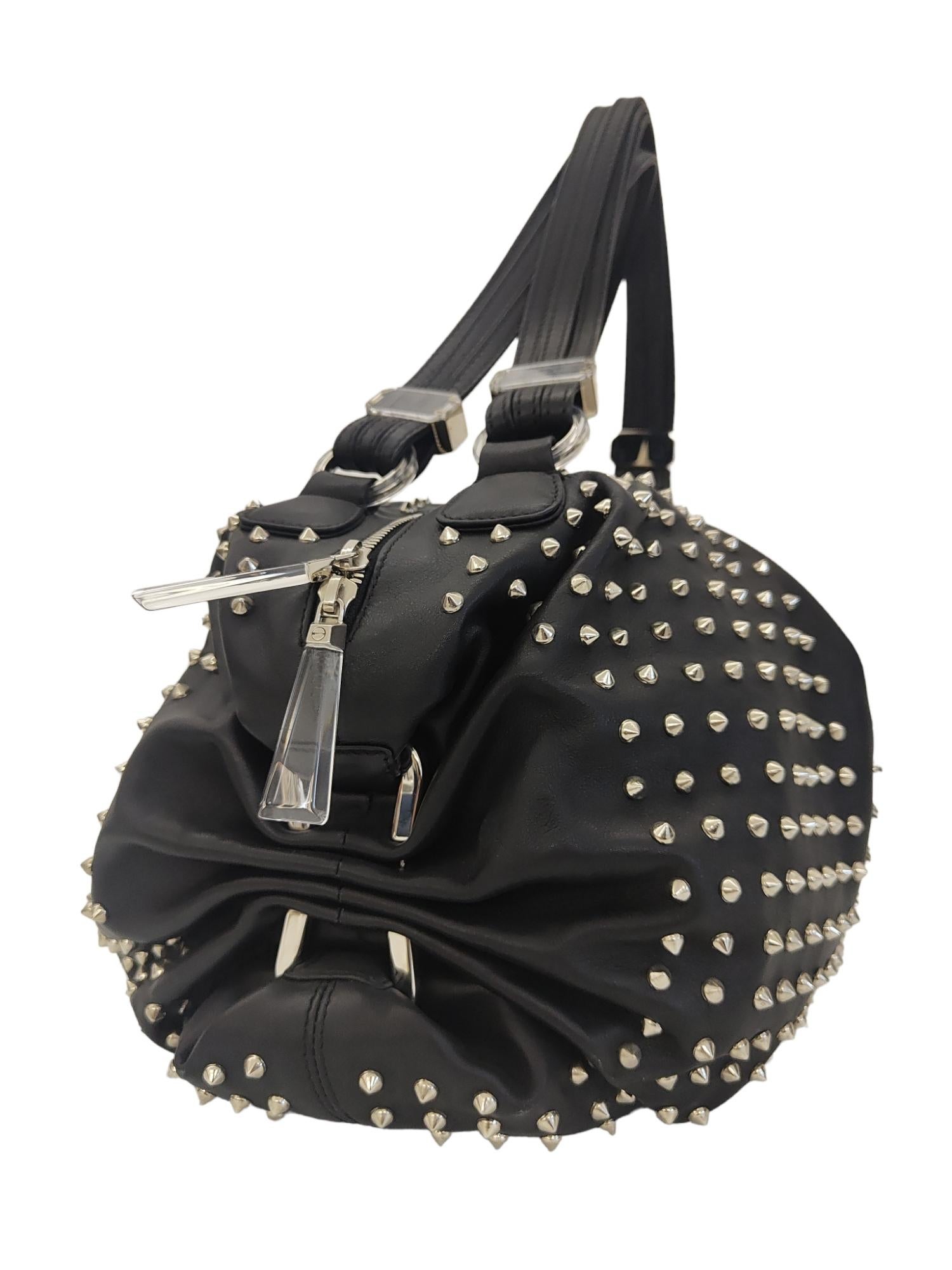 black handbag with silver studs