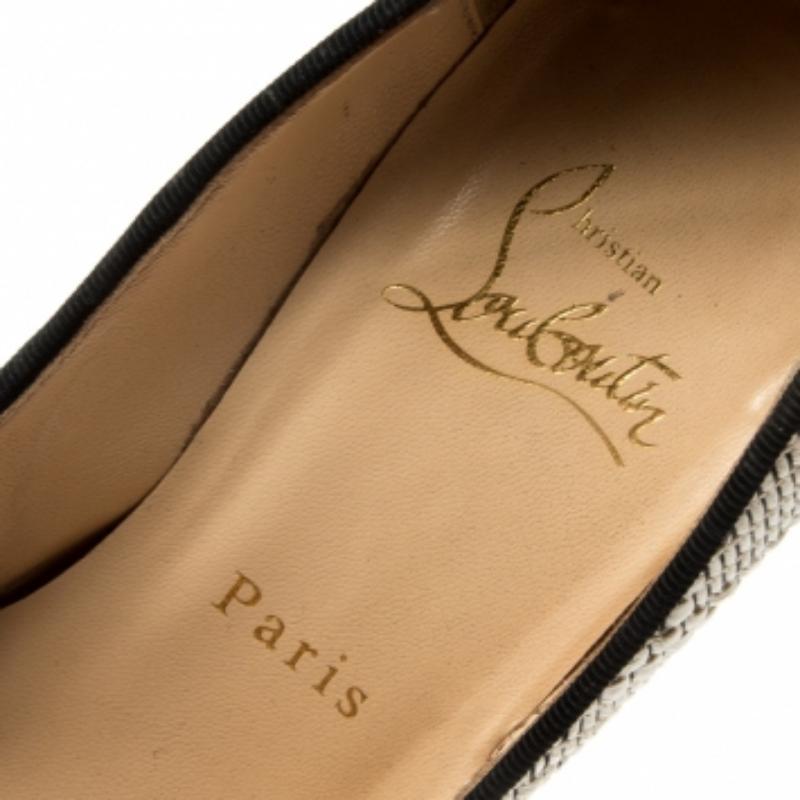 Bianco Christian Loboutin White Raffia Daffodile Platform Pumps Taglia 36.5 in vendita