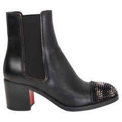 CHRISTIAN LOUBOUBTIN black leather OTABOO SPIKE Chelsea Boots Shoes 38