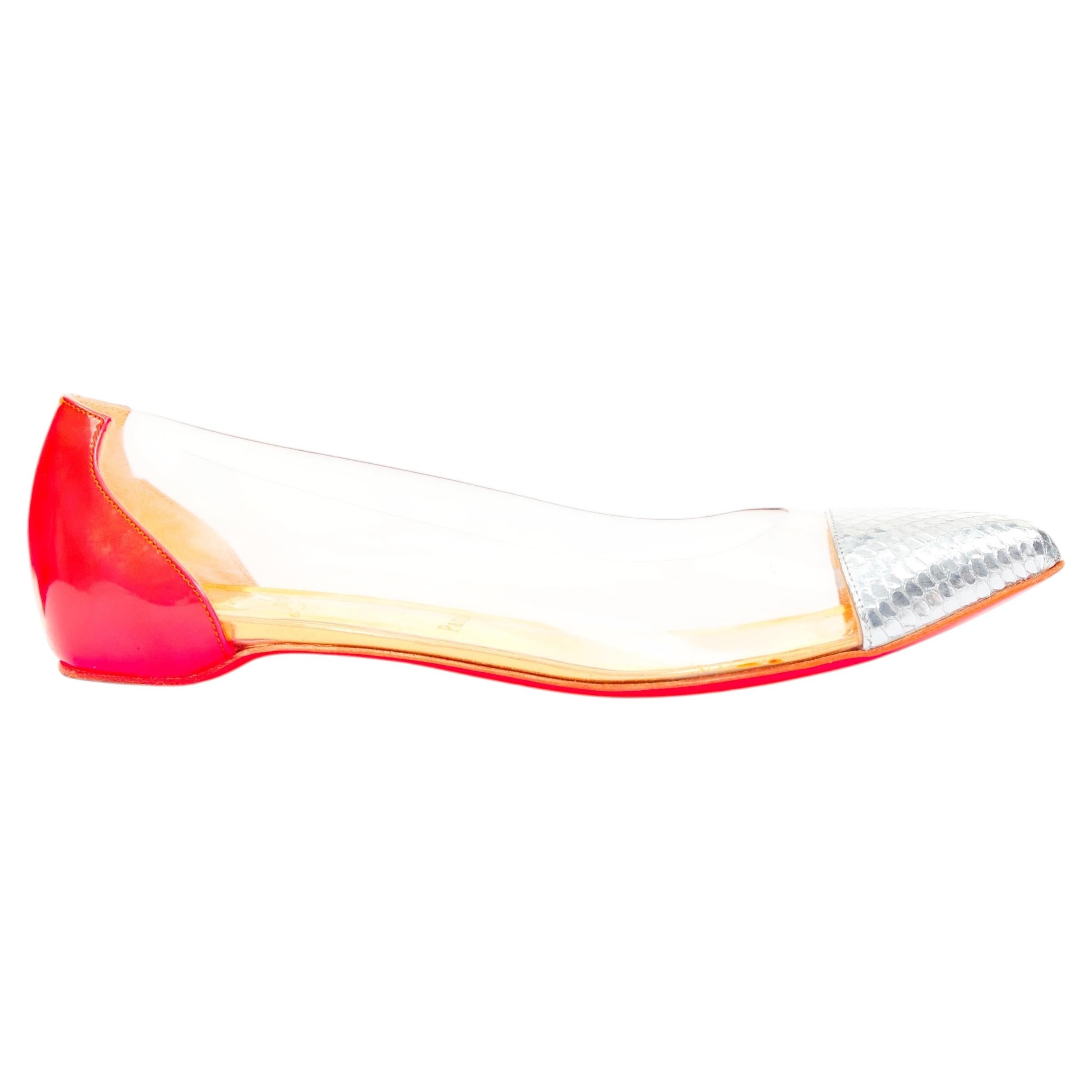 CHRISTIAN LOUBOUTIN 2013 Corbeau Flat Ayers Specchio neon ballet shoes For Sale